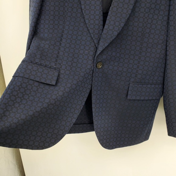 J. Crew Ludlow Navy Blue Black Starburst Ormezzano Italy Men Blazer Suit Jacket - Picture 6 of 10